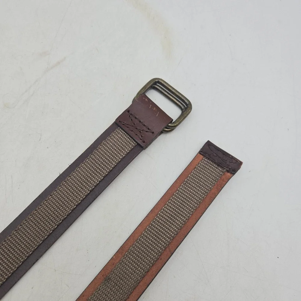 Structure Belt Brown Leather Nylon Tactical Mens 36 Bronze Buckle NWOT